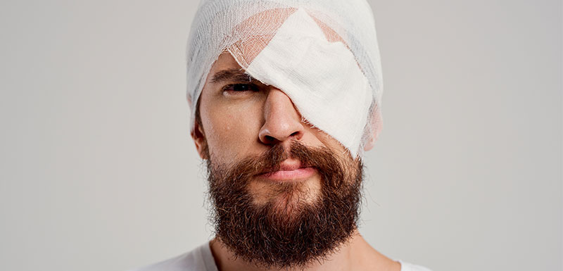 man with an eye injury