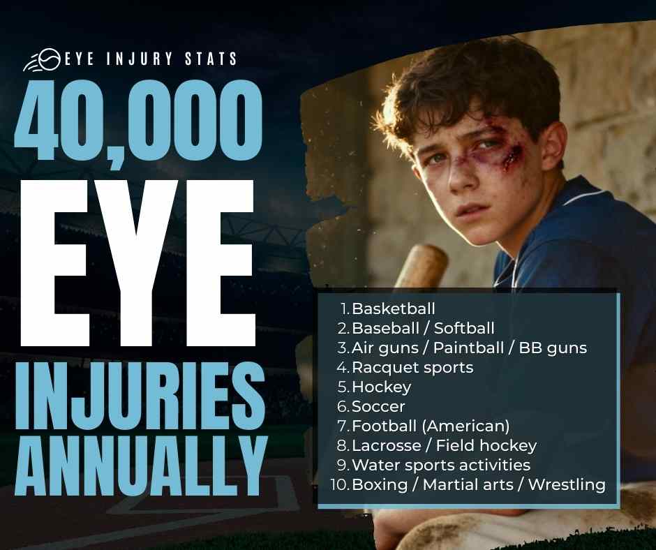 Yearly Sports Eye Injury Stats image with a boy