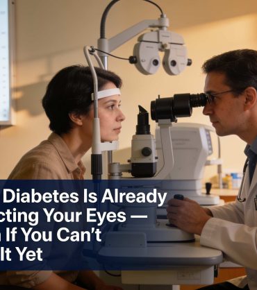 ptometrist performing dilated retinal exam for diabetic retinopathy at Eye Care Center Illinois
