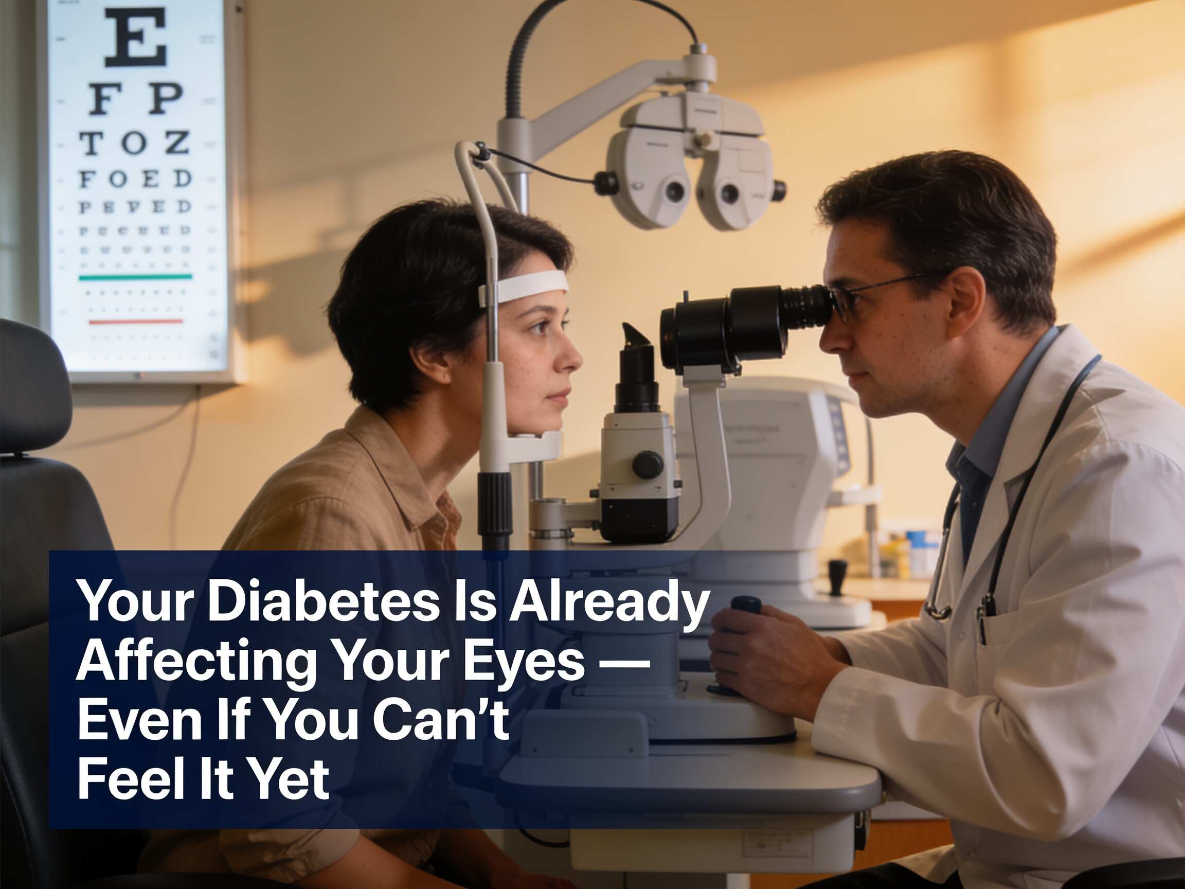 Diabetic Retinopathy Eye Exam Illinois | The Eye Care Center LTD Optometrist performing dilated retinal exam for diabetic retinopathy at Eye Care Center Illinois