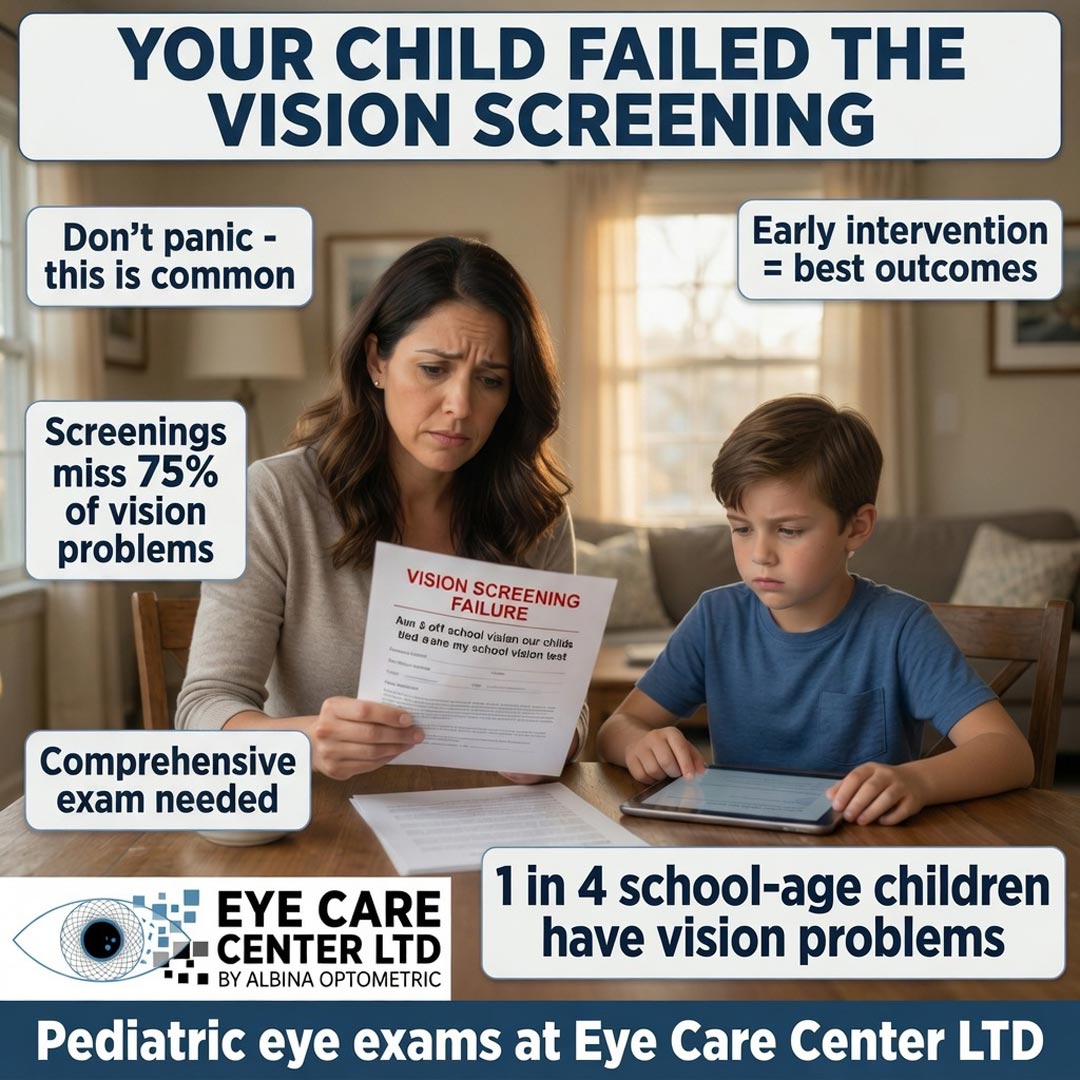 Child failed vision screening - complete parent guide to next steps Parent concerned about child's failed school vision screening - what to do next