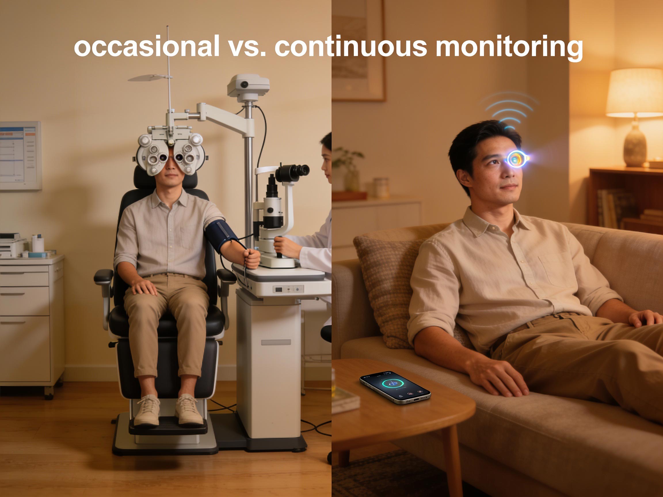 Smart Contact Lens IOP Monitoring for Glaucoma | Eye Care Center Illinois Comparison of traditional tonometry versus smart contact lens continuous IOP monitoring for glaucoma