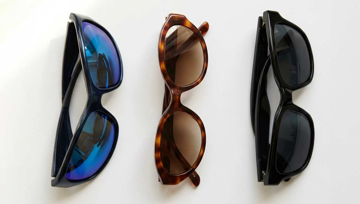A comparison of three sunglasses styles — sporty, luxury, and smart tech — representing 2026 trends in eye protection