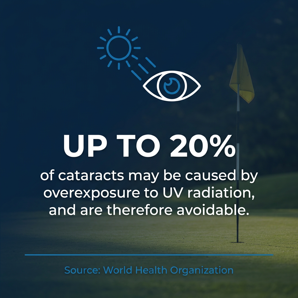 UV Exposure and Cataract Risk for Golfers Up to 20 percent of cataracts may be caused by overexposure to UV radiation and are therefore avoidable, according to the World Health Organization